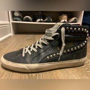 Authentic Golden Goose Slide sneaker with studs.